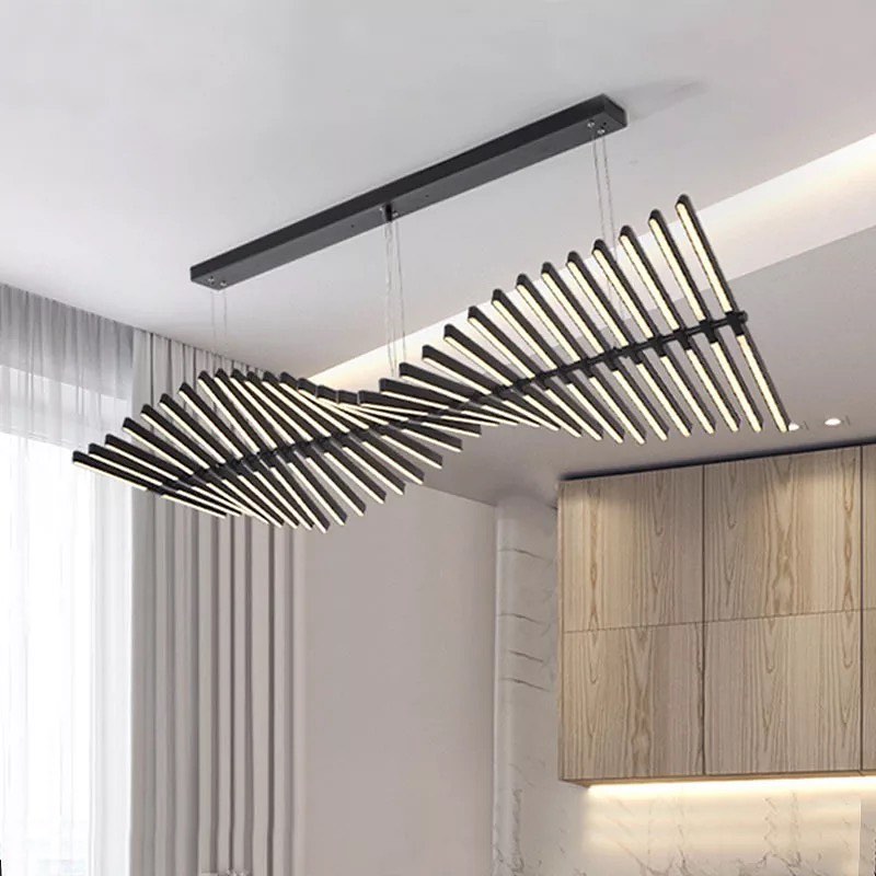 Fish Bone LED Pendant Light Black